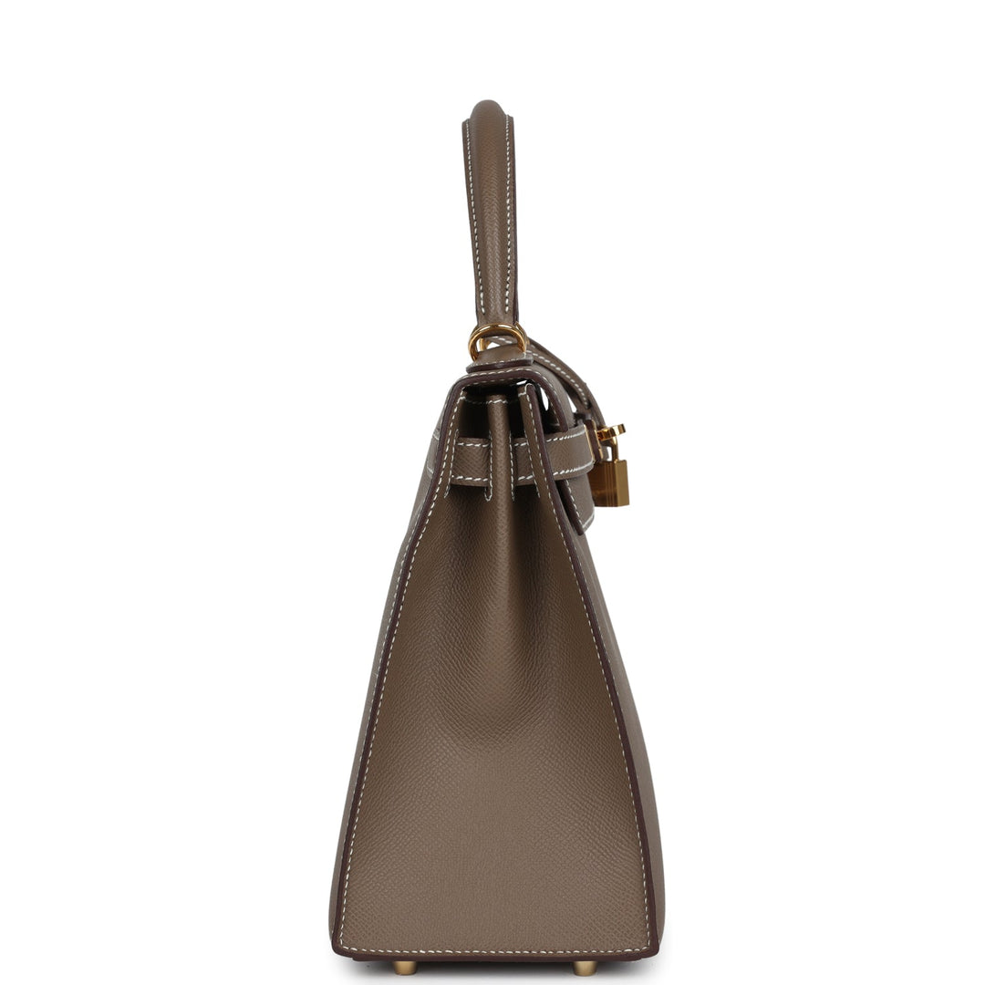 Hermes Kelly Sellier 28 Etoupe Epsom Gold Hardware
