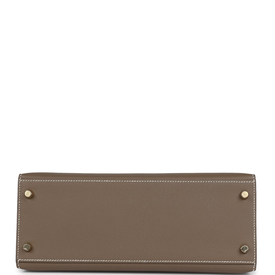 Hermes Kelly Sellier 28 Etoupe Epsom Gold Hardware