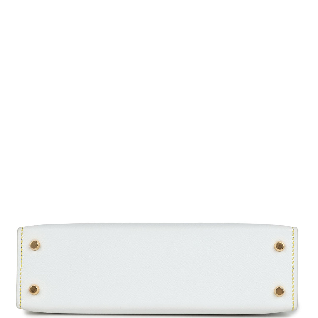 Hermes Special Order (HSS) Kelly Sellier 20 White and Black Epsom Permabrass Hardware