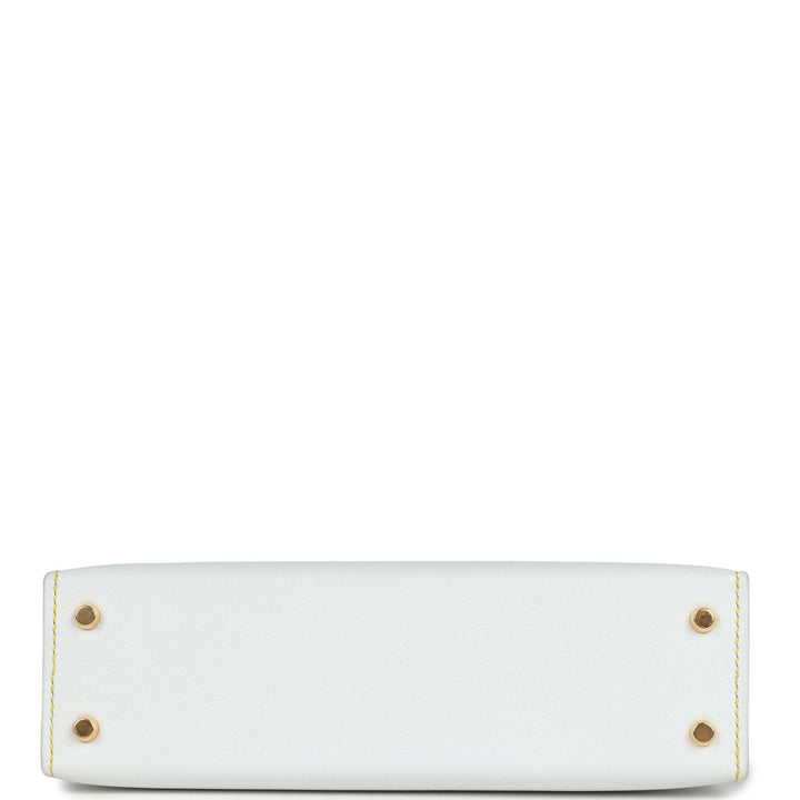 Hermes Special Order (HSS) Kelly Sellier 20 White and Black Epsom Permabrass Hardware
