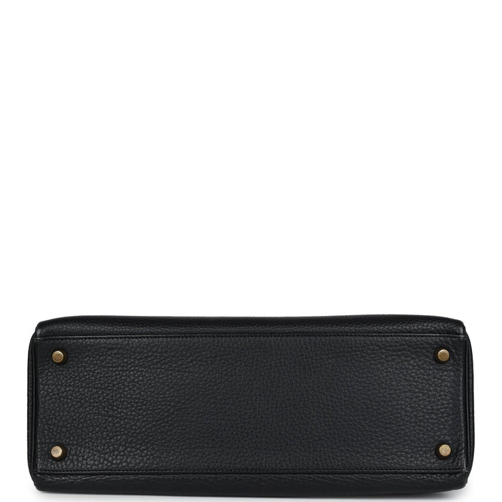 Vintage Hermes Kelly Retourne 32 Black Ardennes Gold Hardware
