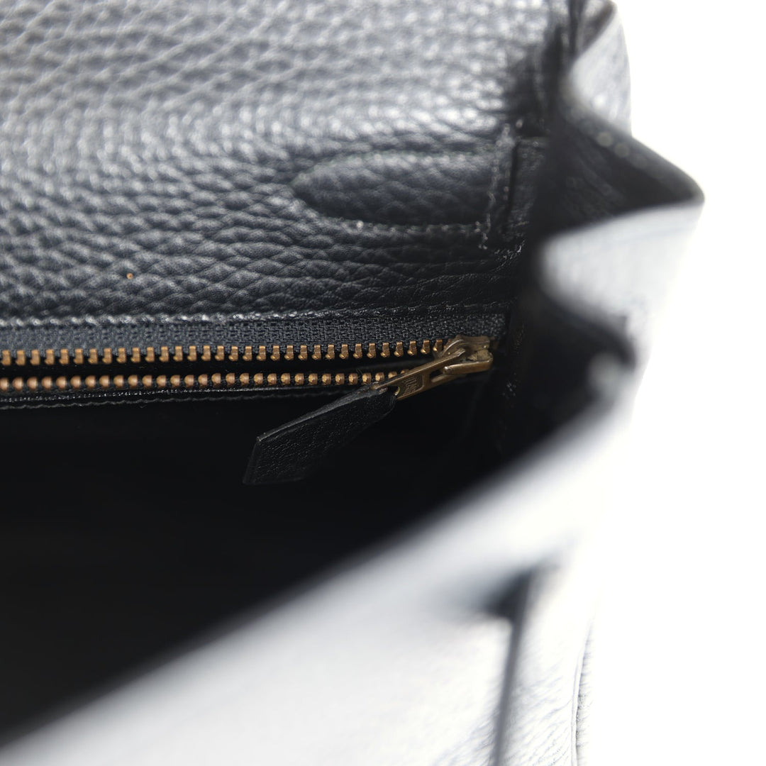 Vintage Hermes Kelly Retourne 32 Black Ardennes Gold Hardware