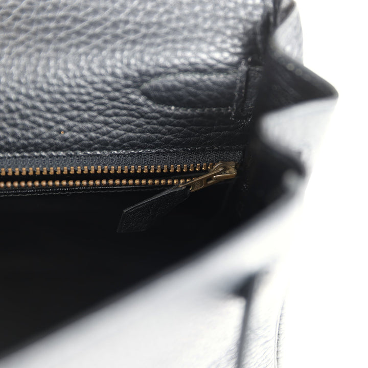 Vintage Hermes Kelly Retourne 32 Black Ardennes Gold Hardware