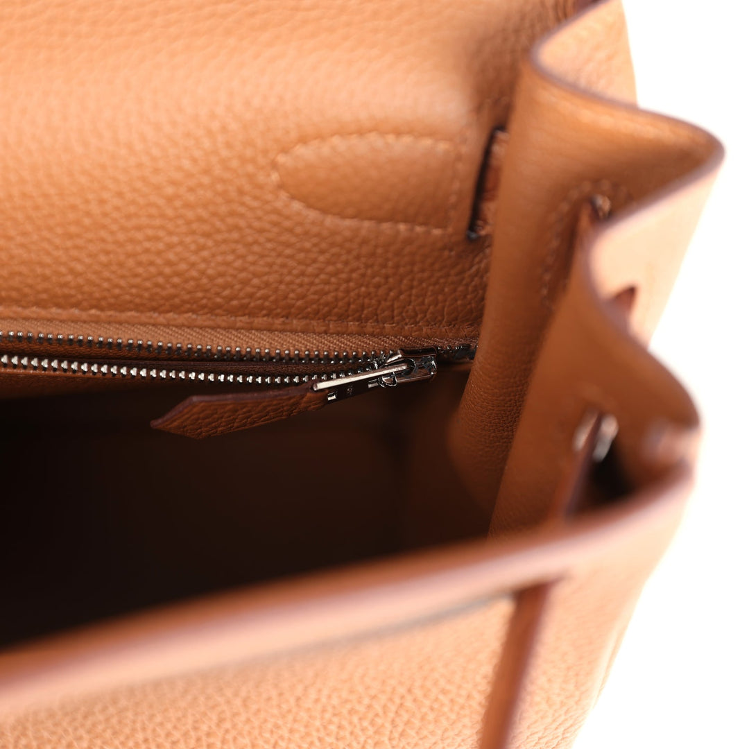 Hermes Kelly Retourne 28 Gold Togo and Matte Prososus Crocodile Touch Palladium Hardware