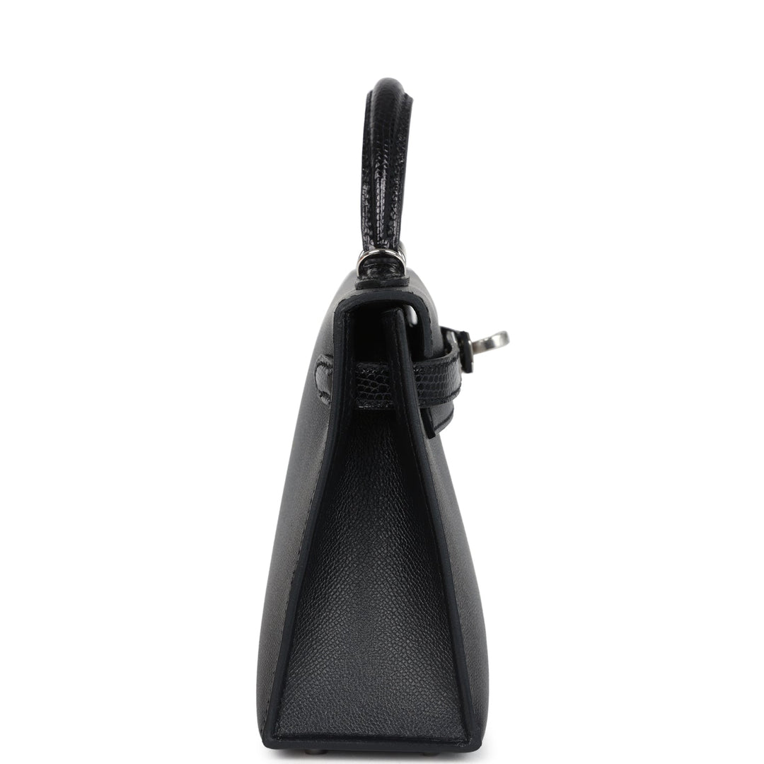 Hermes Kelly Sellier 20 Black Madame and Shiny Varanus Lizard Touch Palladium Hardware