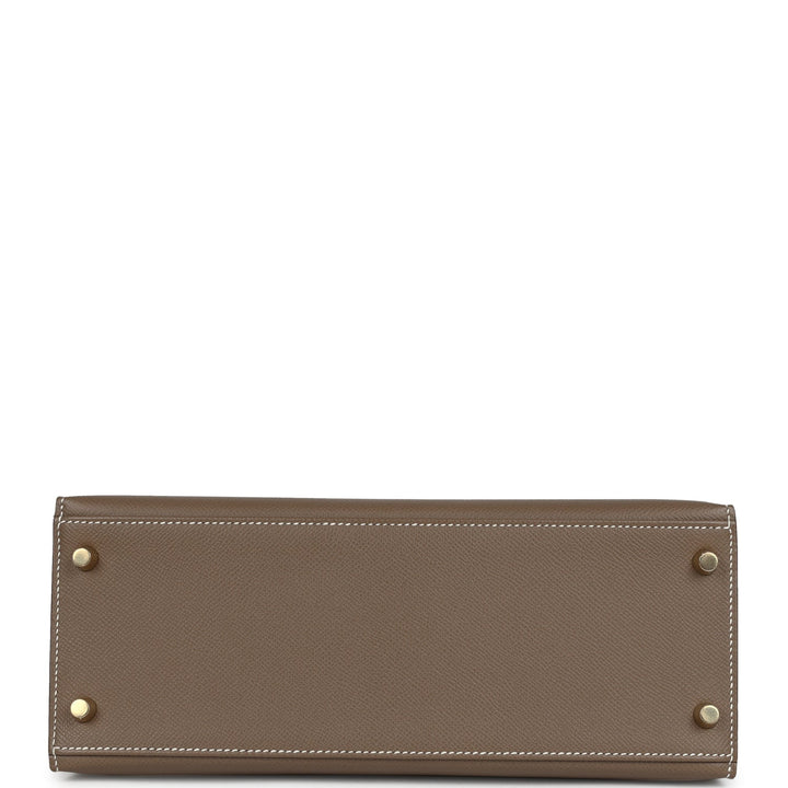 Hermes Kelly Sellier 28 Etoupe Epsom Gold Hardware