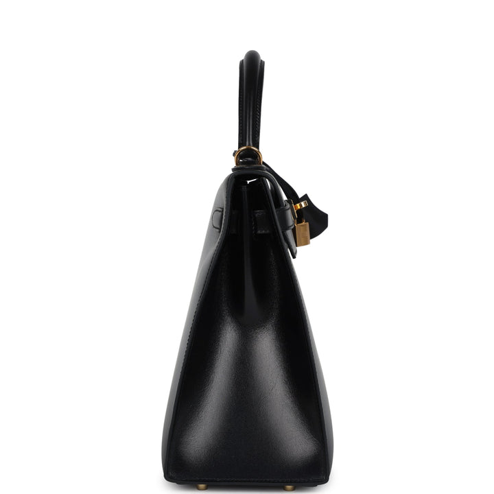 Hermes Kelly Sellier 32 Black Box Gold Hardware