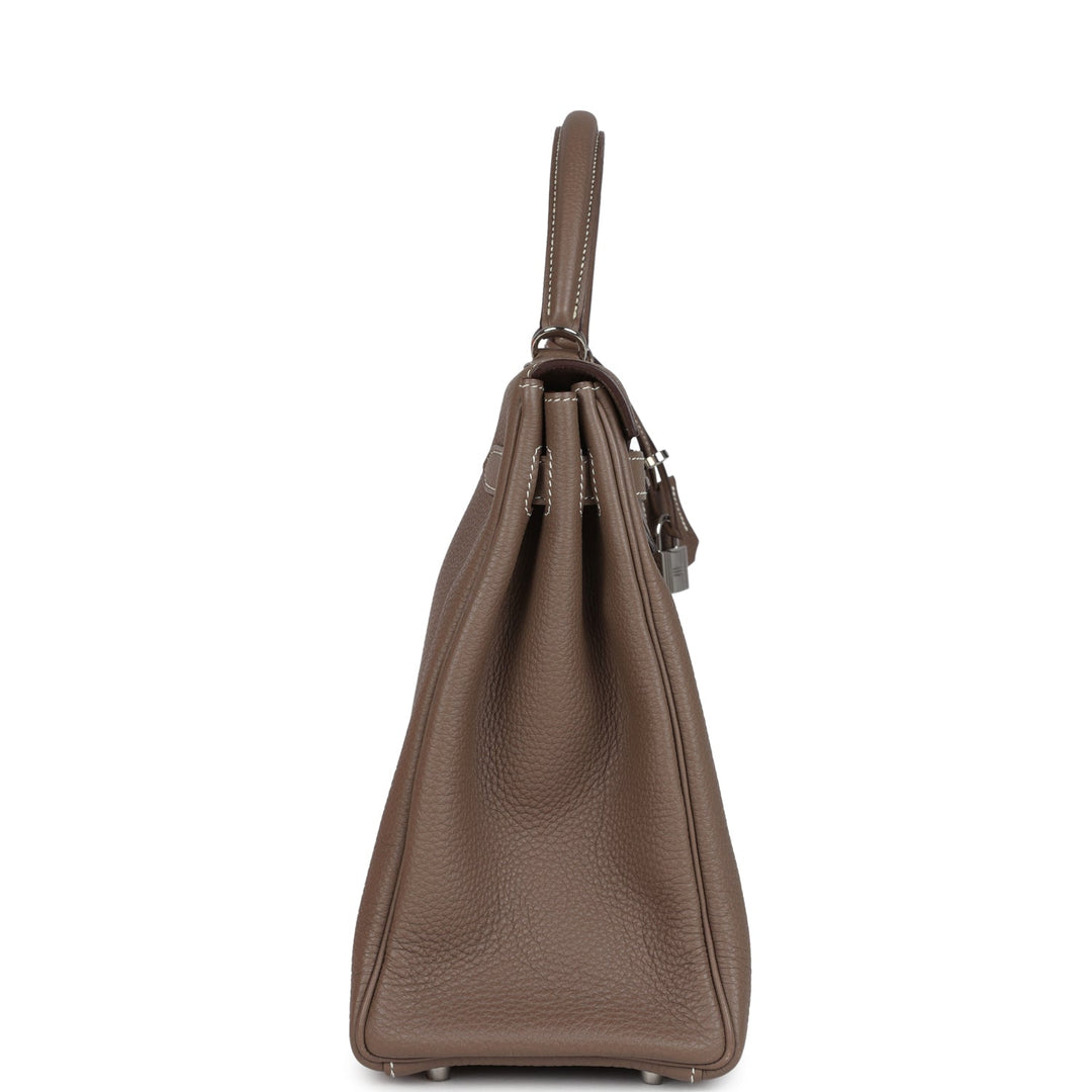 Hermes Kelly Retourne 35 Etoupe Togo Palladium Hardware