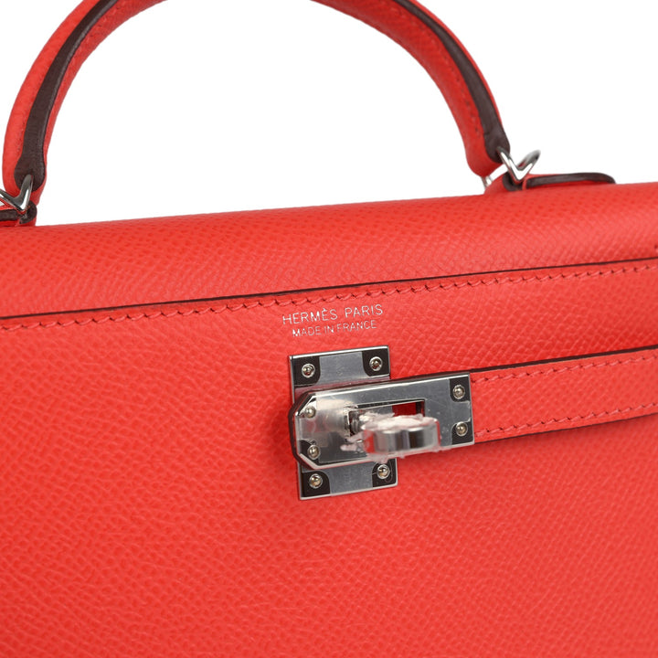 Hermes Kelly Sellier 20 Orange Field Epsom Palladium Hardware