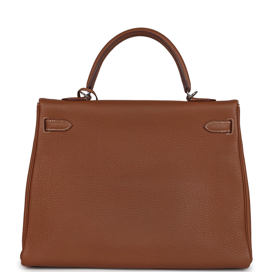 New Hermes Kelly Retourne 35 Gold Togo Palladium Hardware