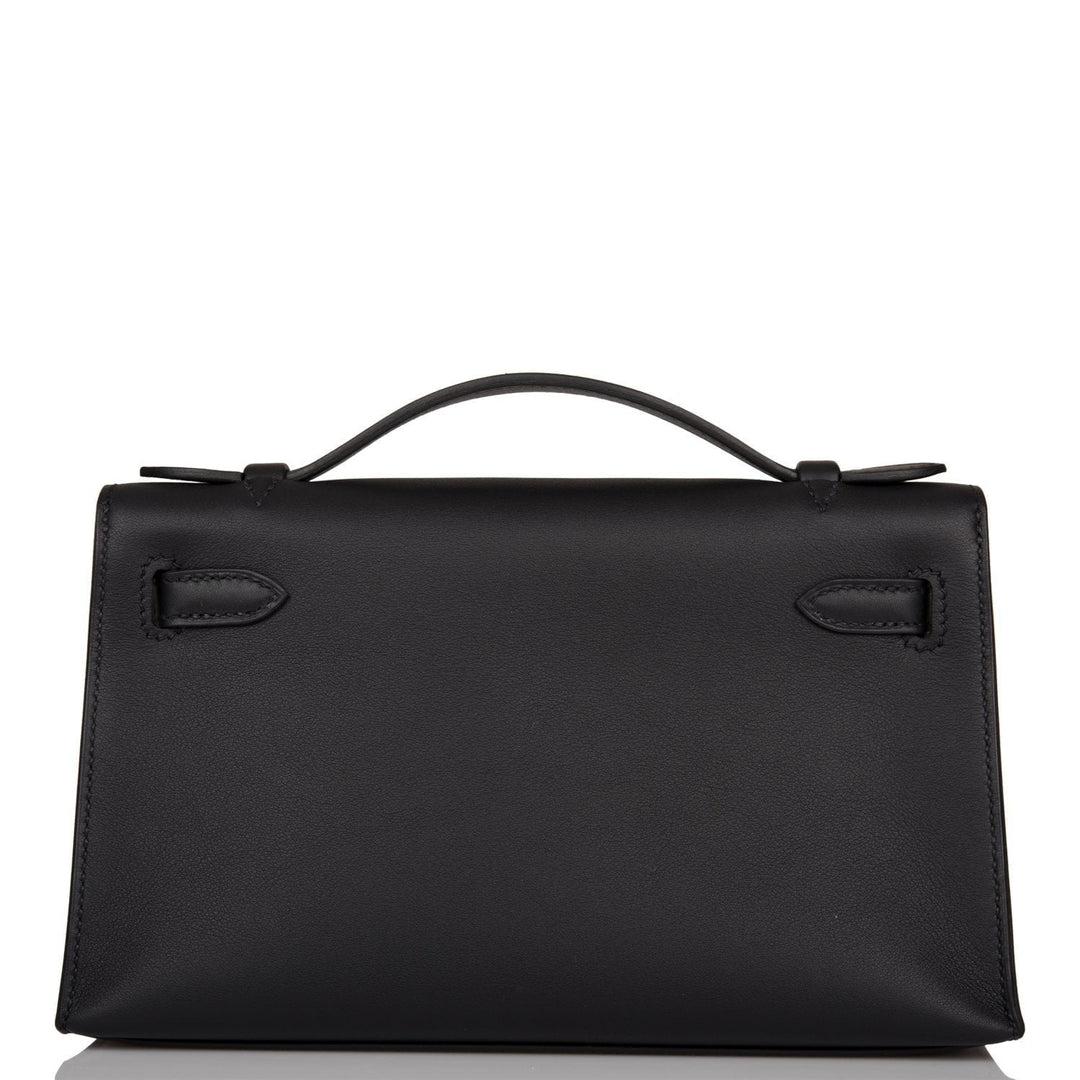 Top quality Hermes Kelly Pochette Black Swift Gold Hardware
