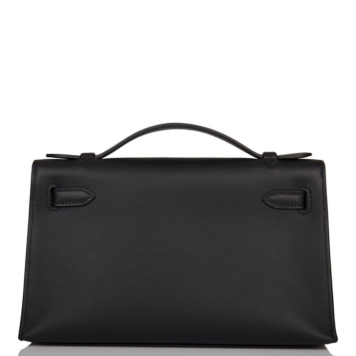 Top quality Hermes Kelly Pochette Black Swift Gold Hardware