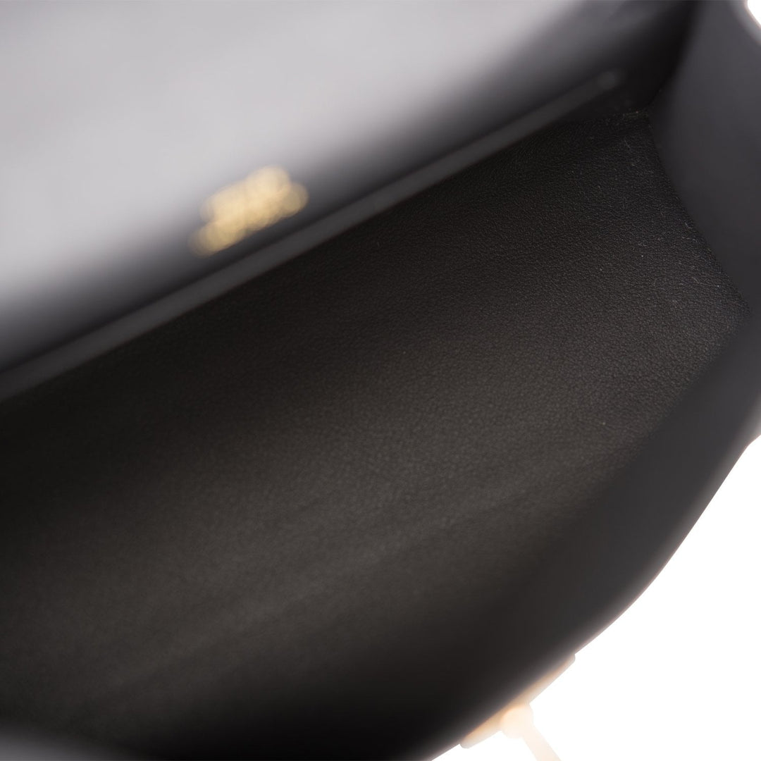 Top quality Hermes Kelly Pochette Black Swift Gold Hardware