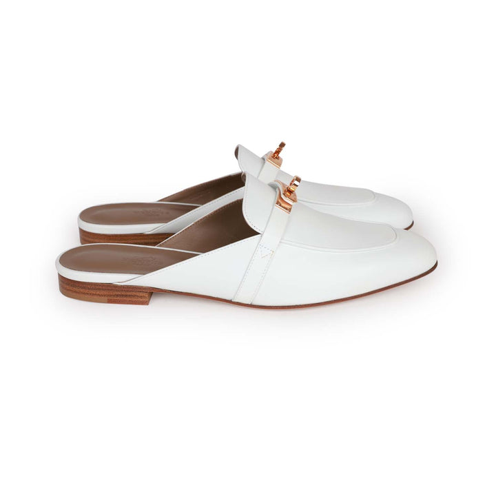 Top quality Hermes Oz Mule White Calfskin Rose Gold Hardware 40.5