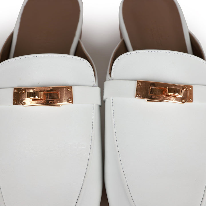 Top quality Hermes Oz Mule White Calfskin Rose Gold Hardware 40.5
