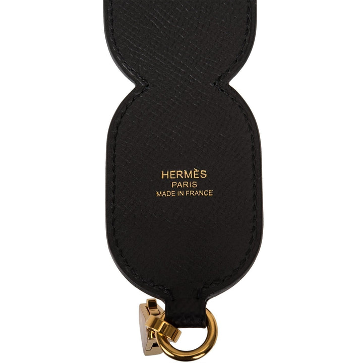 Top quality Hermes Black and Gold Epsom Maillons Shoulder Strap 109cm