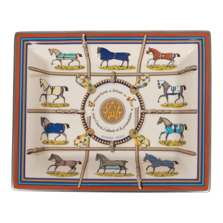 Top quality Hermes "Couvertures Et Tenues De Jour" Porcelain Change Tray