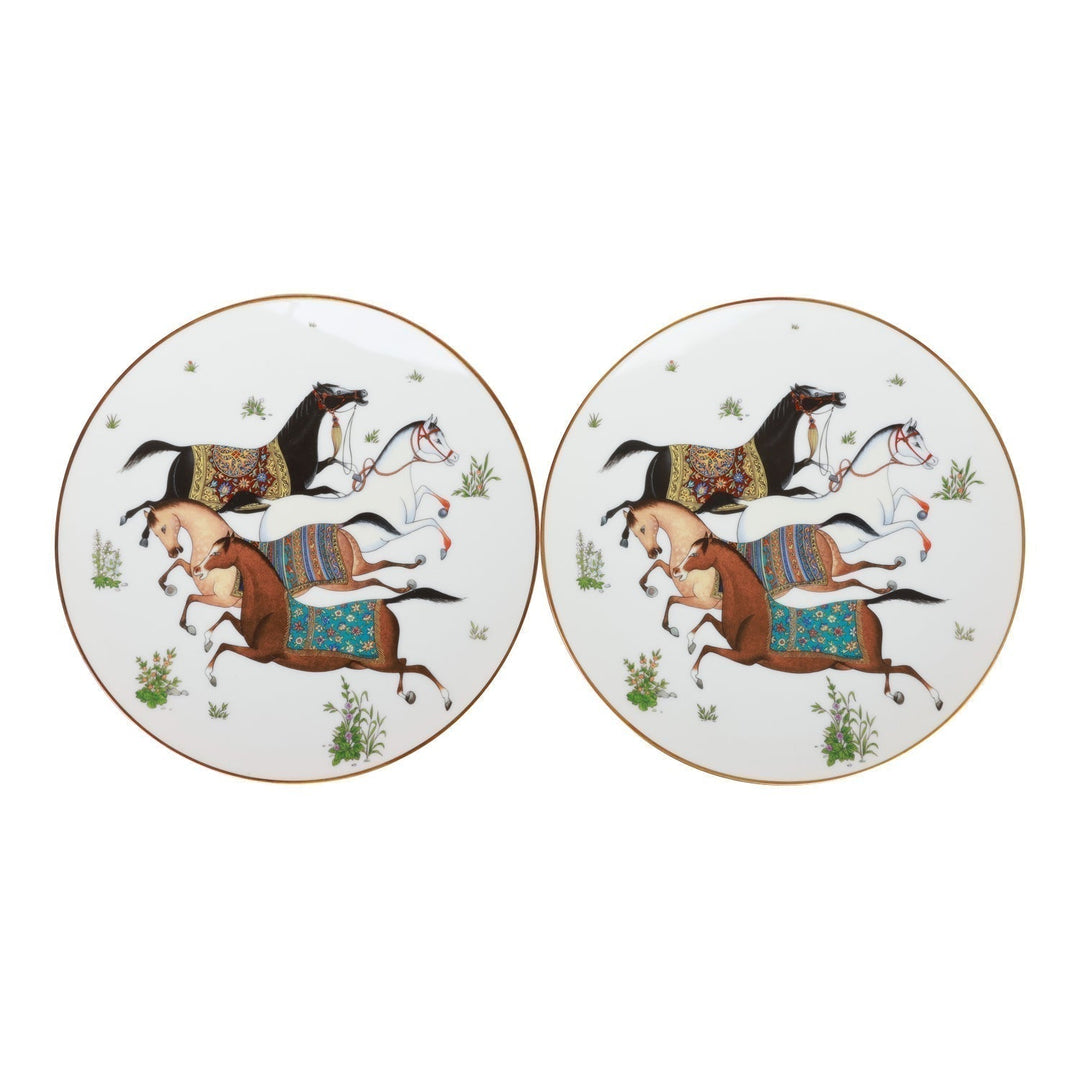 Top quality Hermes "Cheval D'Orient" Porcelain Desert Plate Set