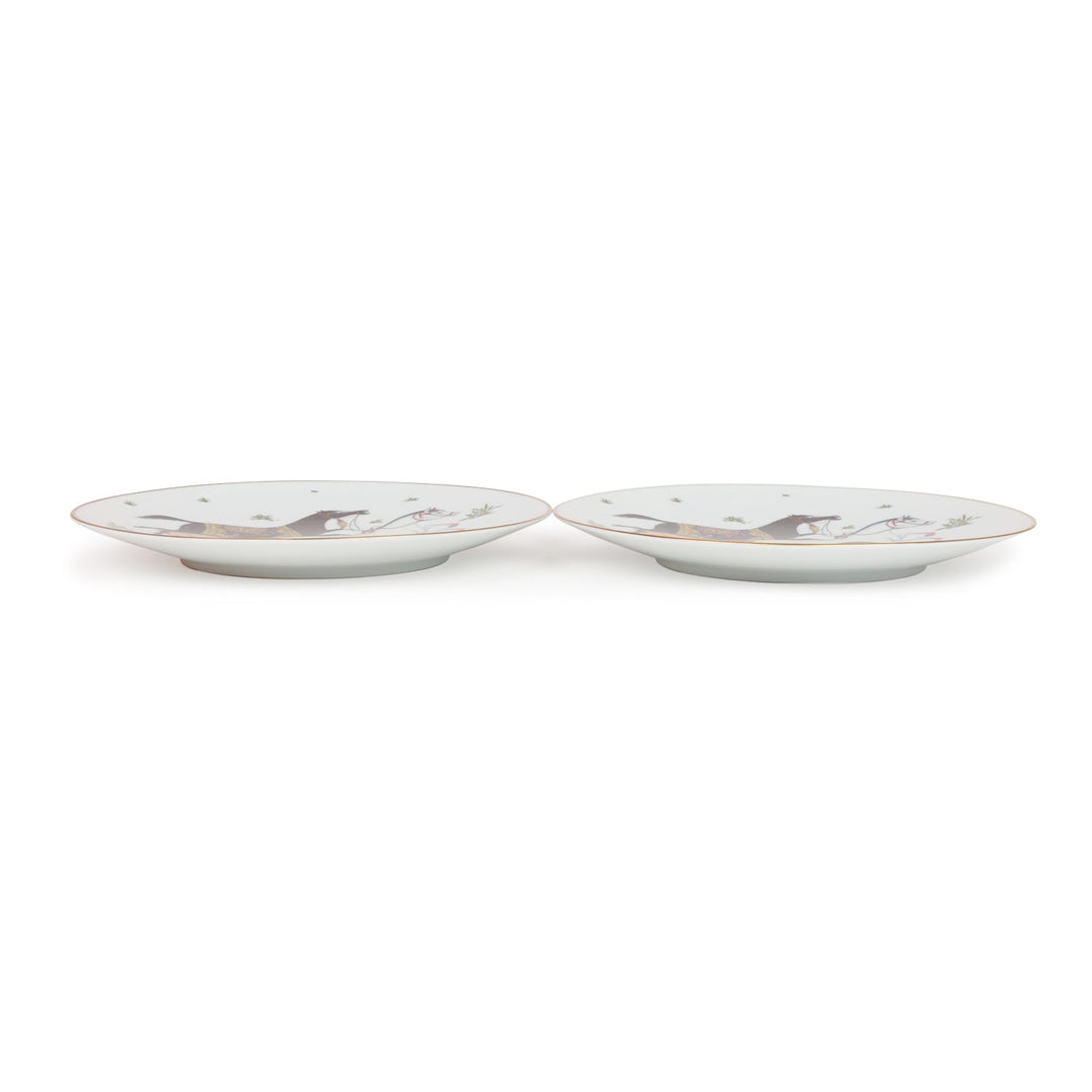 Top quality Hermes "Cheval D'Orient" Porcelain Desert Plate Set