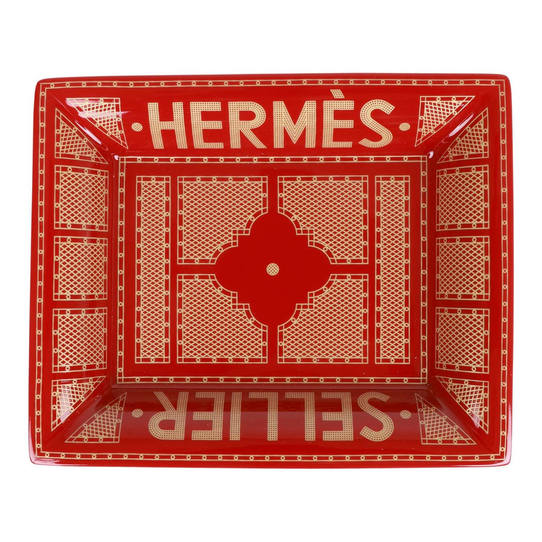 Top quality Hermes 2H Vide Poche "Top quality Hermes Sellier" Rouge Porcelain Change Tray