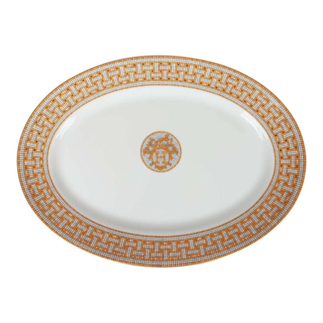 Top quality Hermes "Mosaique Au 24" Gold Porcelain Oval Large Platter