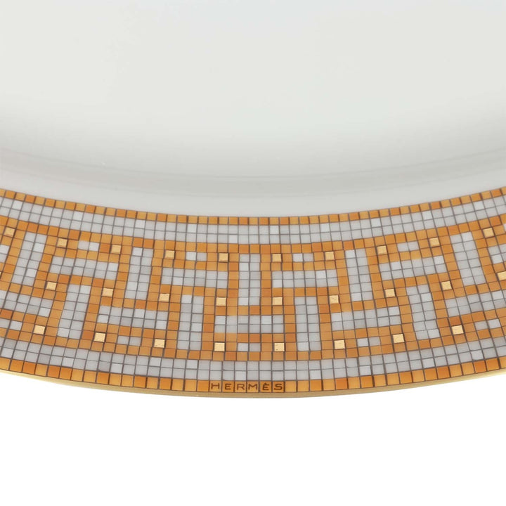 Top quality Hermes "Mosaique Au 24" Gold Porcelain Oval Large Platter