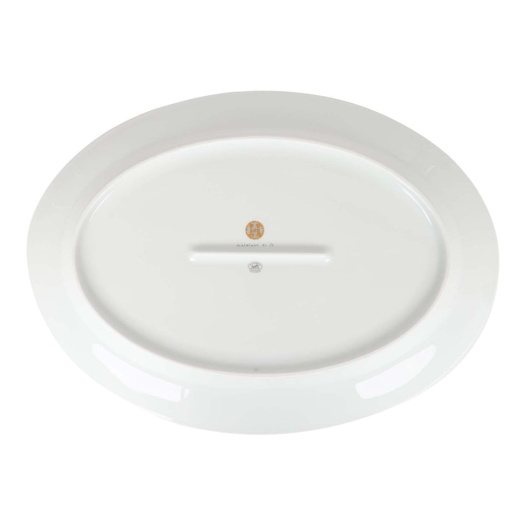 Top quality Hermes "Mosaique Au 24" Gold Porcelain Oval Large Platter