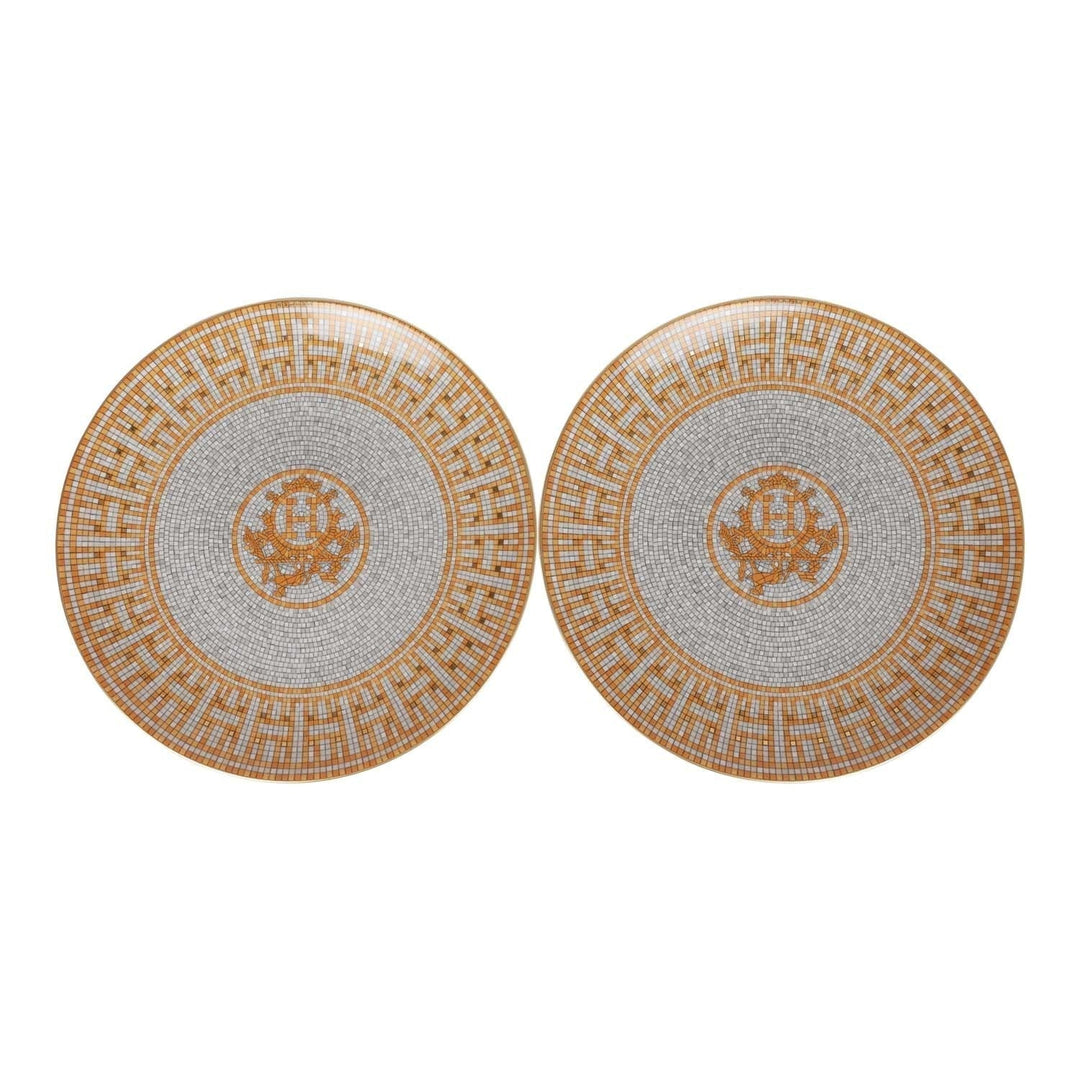 Top quality Hermes "Mosaique Au 24" Gold Dessert Plate Set