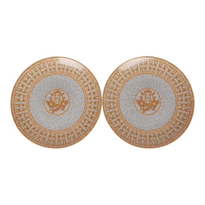Top quality Hermes "Mosaique Au 24" Gold Dessert Plate Set
