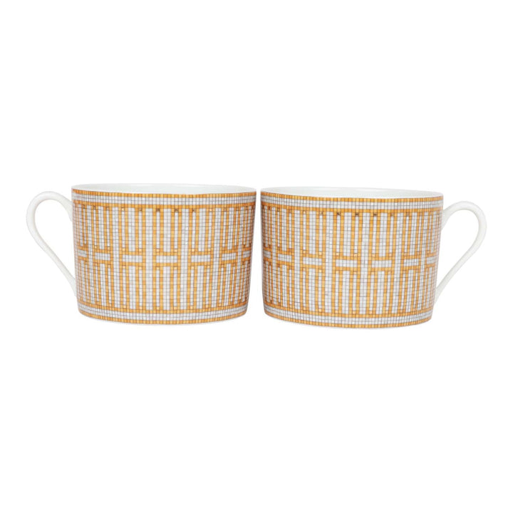Top quality Hermes "Mosaique Au 24" Gold Porcelain Tea Cup And Saucer Set
