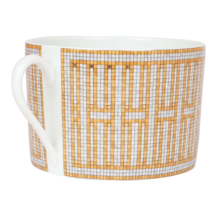 Top quality Hermes "Mosaique Au 24" Gold Porcelain Tea Cup And Saucer Set