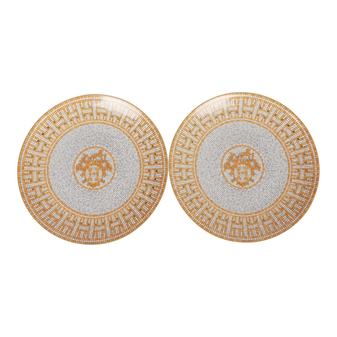 Top quality Hermes "Mosaique Au 24" Gold Dessert Plate Set