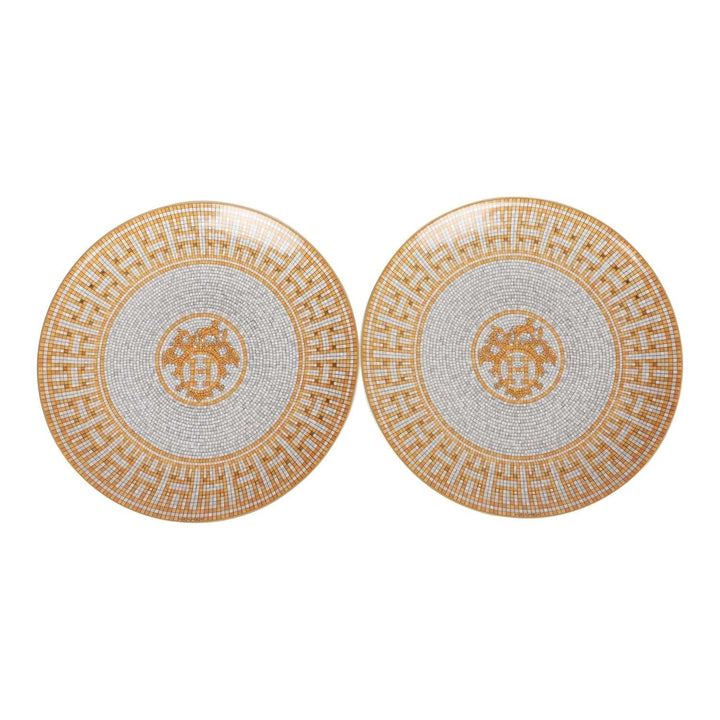 Top quality Hermes "Mosaique Au 24" Gold Dessert Plate Set
