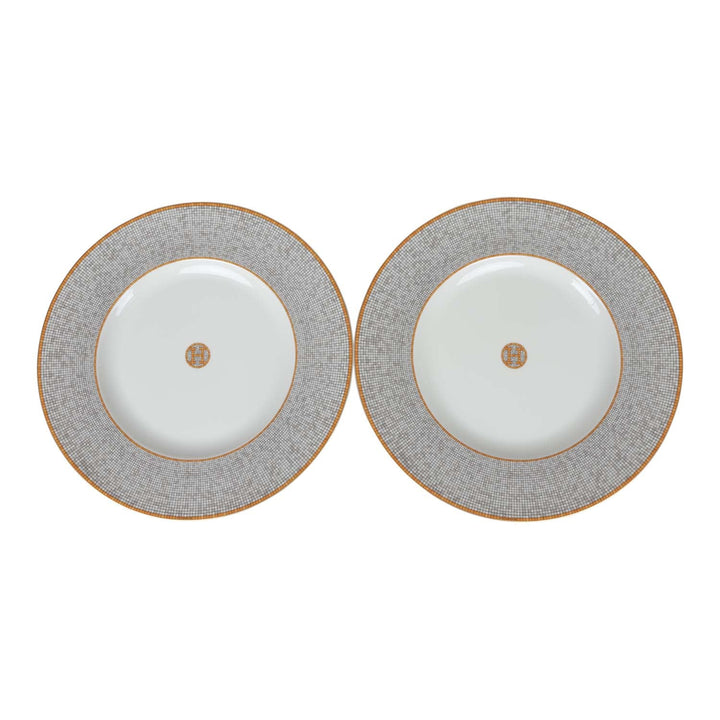 Top quality Hermes "Mosaique Au 24" Gold Porcelain Presentation Plate Set