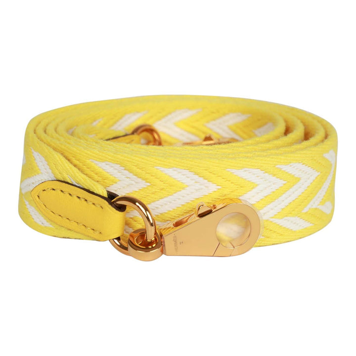 Top quality Hermes Shoulder Strap 25mm Jaune de Naples and White Canvas and Swift Gold Hardware