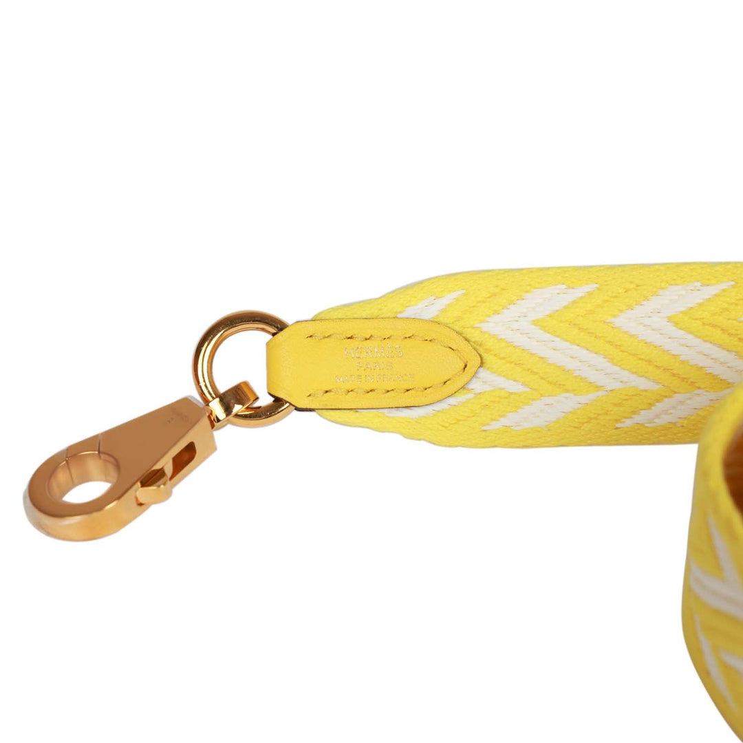 Top quality Hermes Shoulder Strap 25mm Jaune de Naples and White Canvas and Swift Gold Hardware