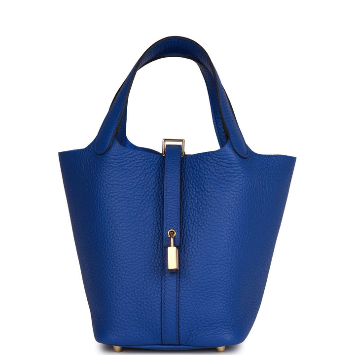 Top quality Hermes Picotin Lock 18 Bleu Royal Clemence Gold Hardware