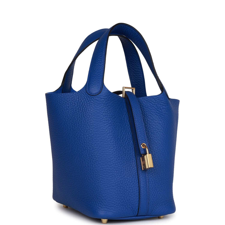 Top quality Hermes Picotin Lock 18 Bleu Royal Clemence Gold Hardware