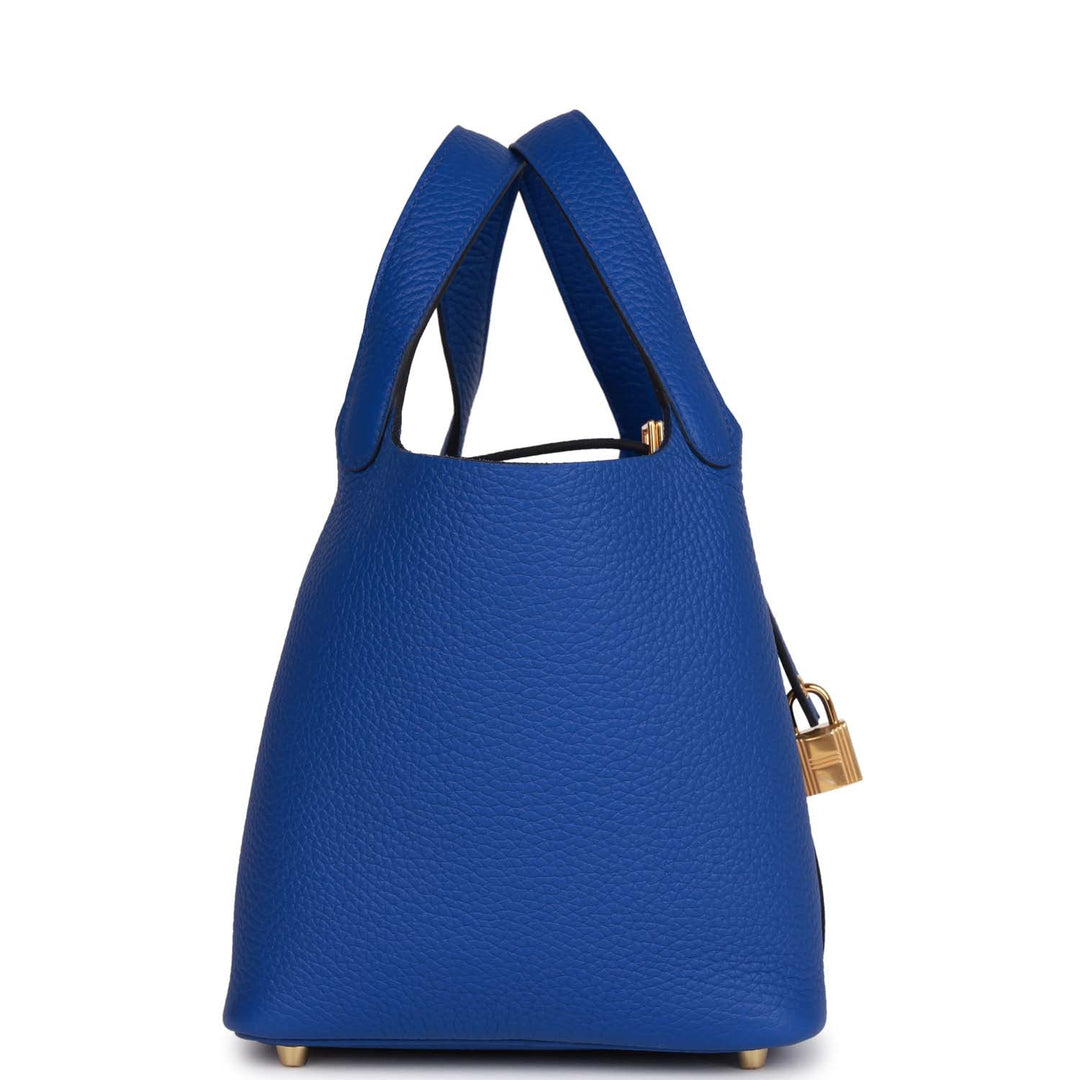Top quality Hermes Picotin Lock 18 Bleu Royal Clemence Gold Hardware