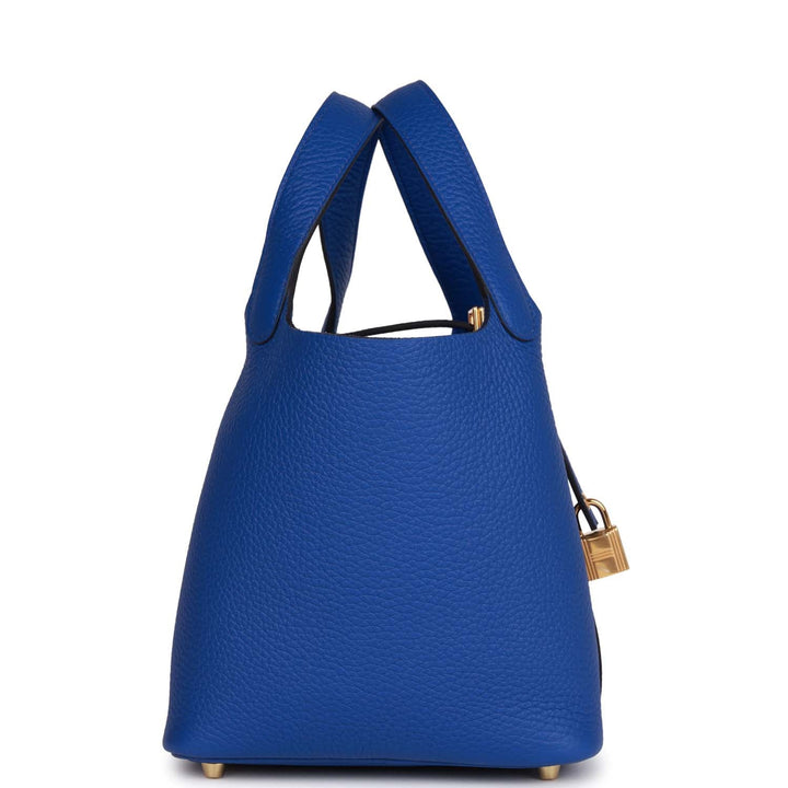 Top quality Hermes Picotin Lock 18 Bleu Royal Clemence Gold Hardware