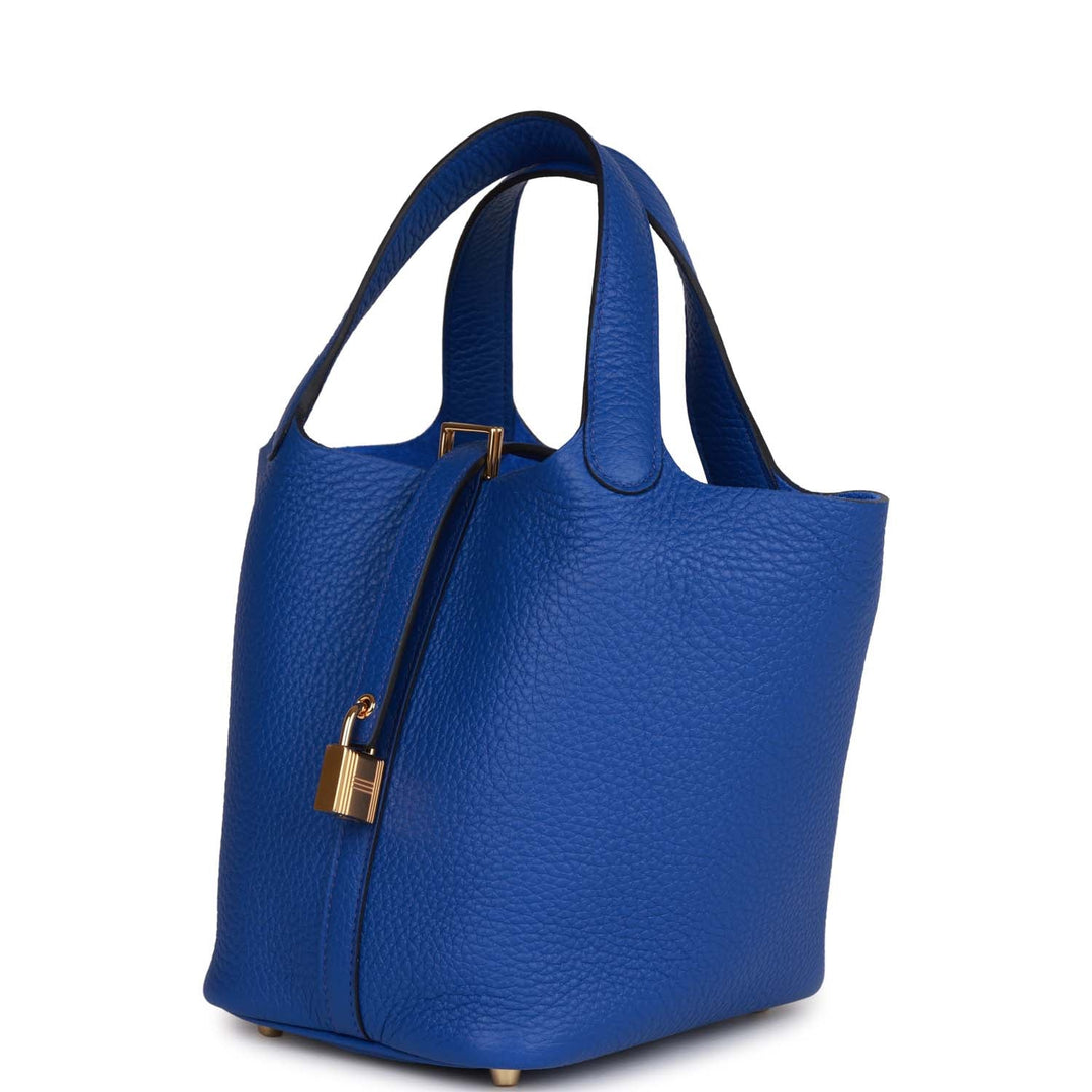 Top quality Hermes Picotin Lock 18 Bleu Royal Clemence Gold Hardware