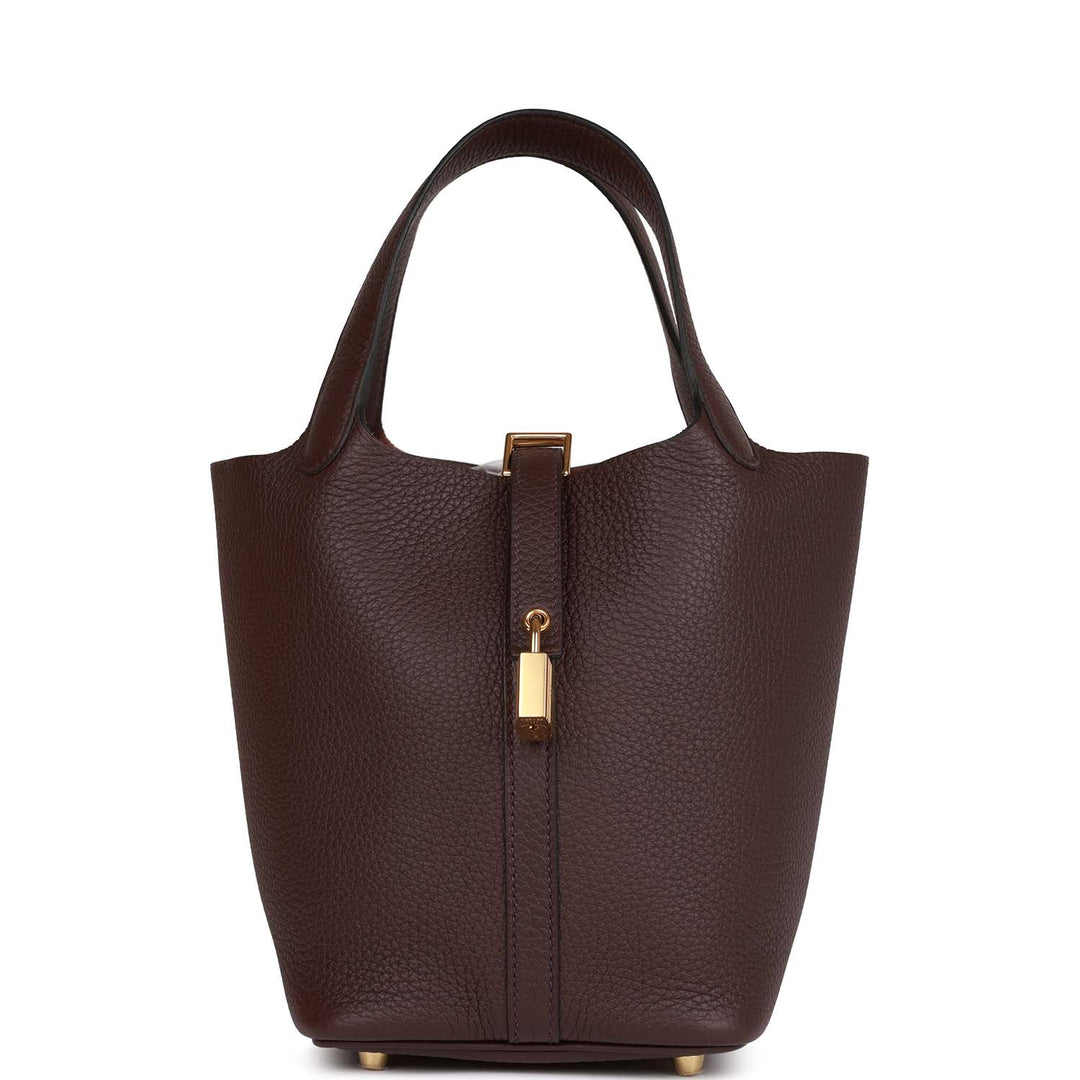 Top quality Hermes Picotin Lock 18 Rouge Sellier Clemence Gold Hardware