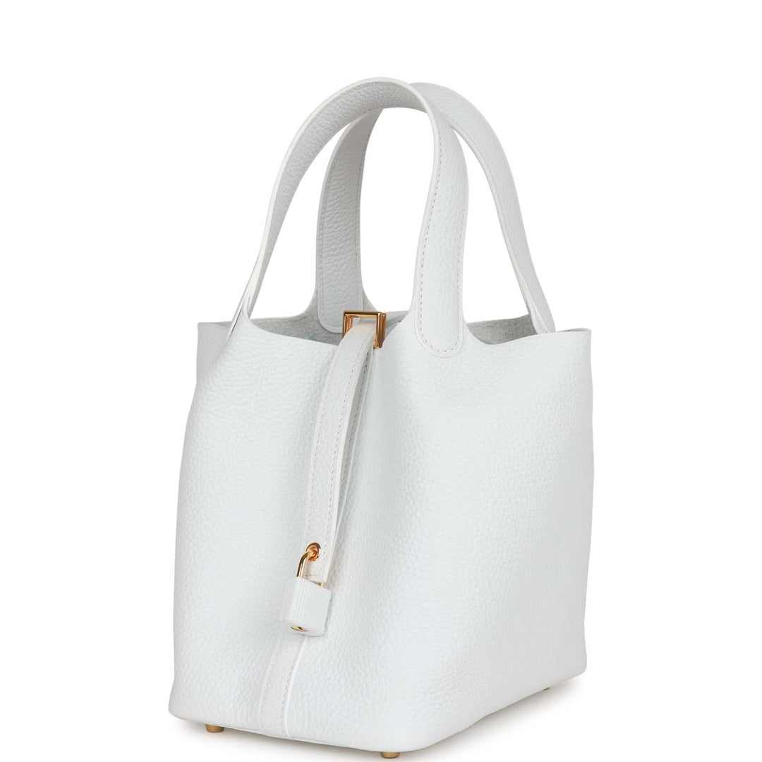 Top quality Hermes Picotin Lock 18 White Clemence Gold Hardware