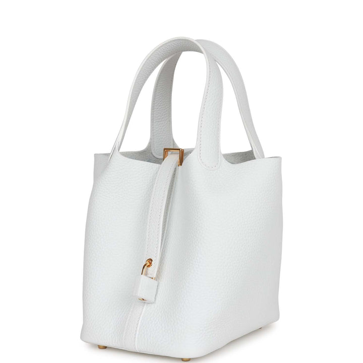 Top quality Hermes Picotin Lock 18 White Clemence Gold Hardware