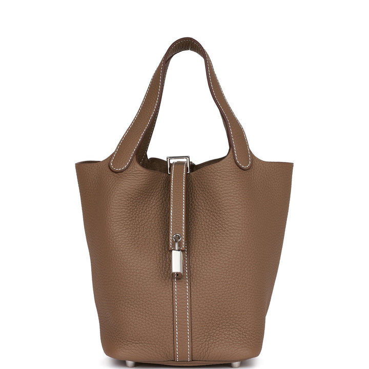 Top quality Hermes Etoupe Clemence Picotin Lock 18cm Palladium Hardware