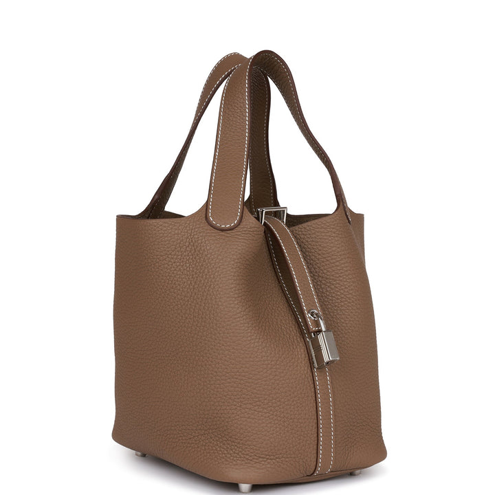 Top quality Hermes Etoupe Clemence Picotin Lock 18cm Palladium Hardware