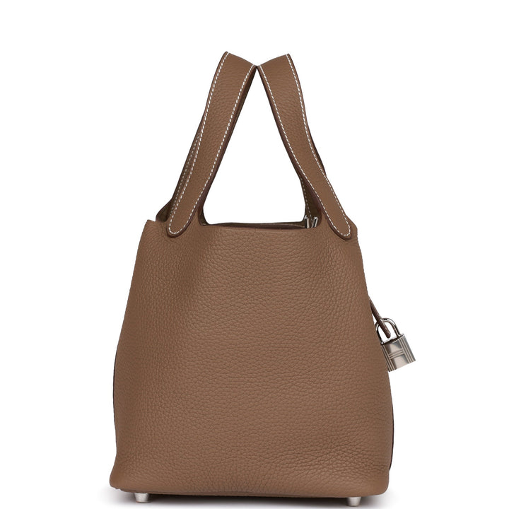 Top quality Hermes Etoupe Clemence Picotin Lock 18cm Palladium Hardware
