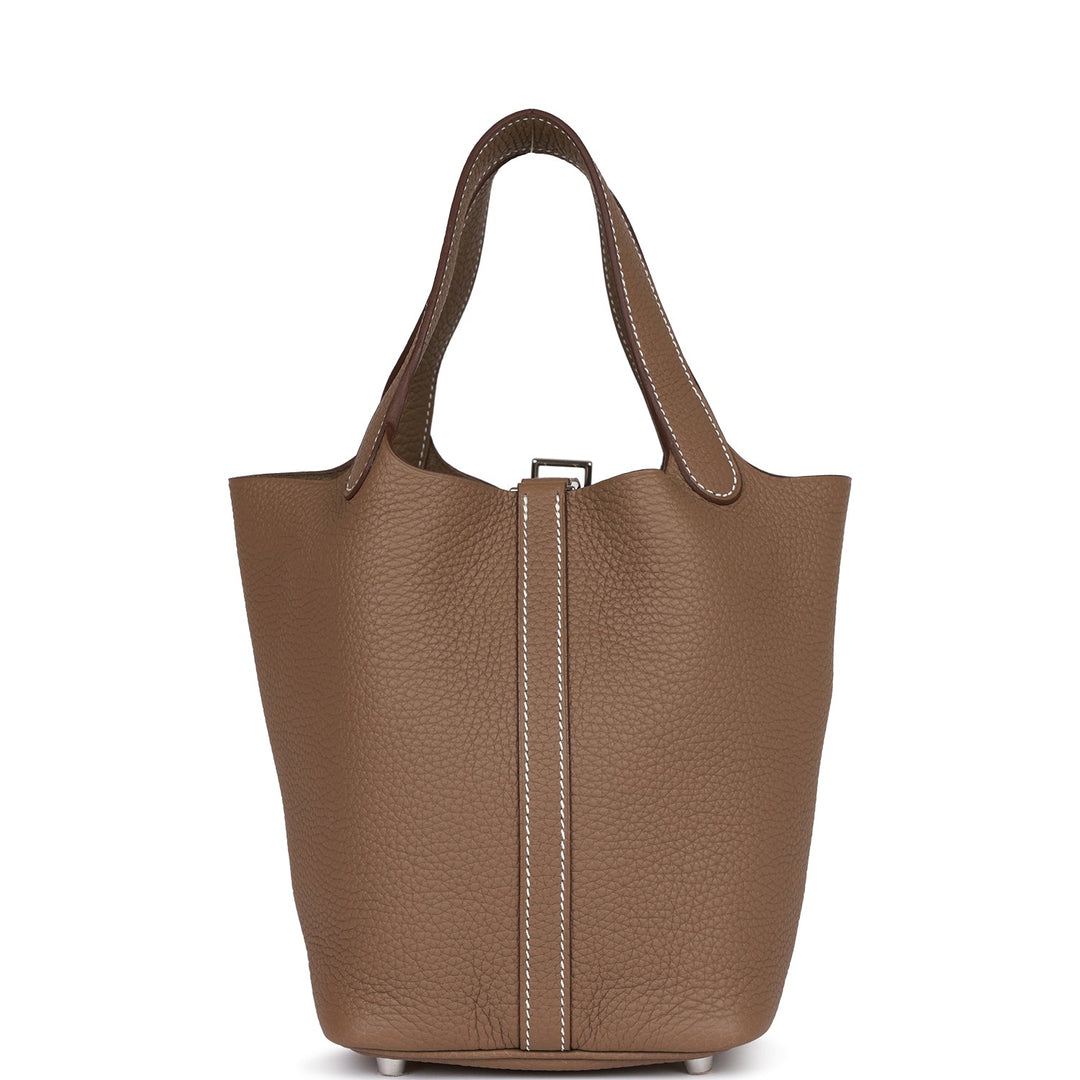Top quality Hermes Etoupe Clemence Picotin Lock 18cm Palladium Hardware