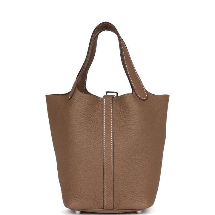 Top quality Hermes Etoupe Clemence Picotin Lock 18cm Palladium Hardware