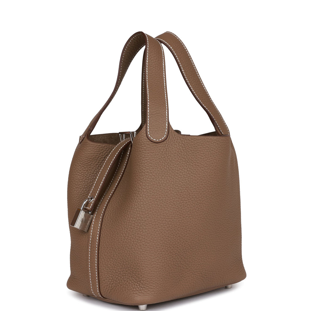 Top quality Hermes Etoupe Clemence Picotin Lock 18cm Palladium Hardware